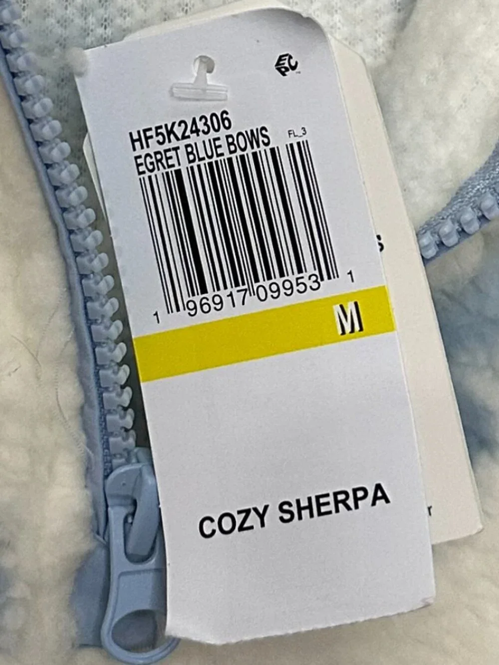 Hippie Rose Cozy Sherpa Jacket – Women’s Medium | White & Blue Fleece 3/4 Zip
